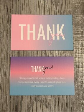25 Thank You Cards - Purple, Pink and Blue Pastel Ombre